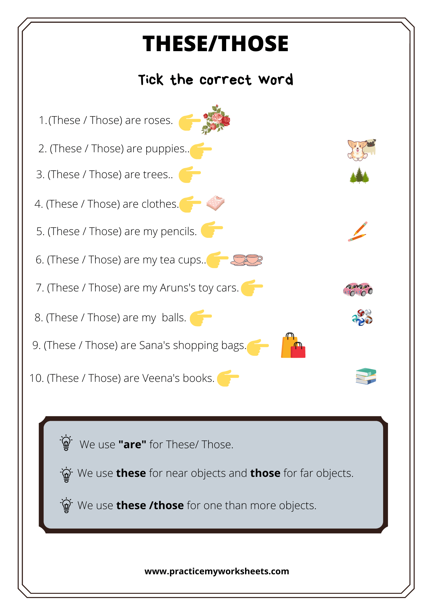 grammar for class 1 this that these those free worksheets