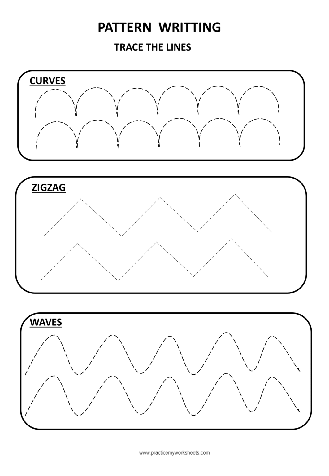 English Alphabet Pattern Tracing - Free Worksheets