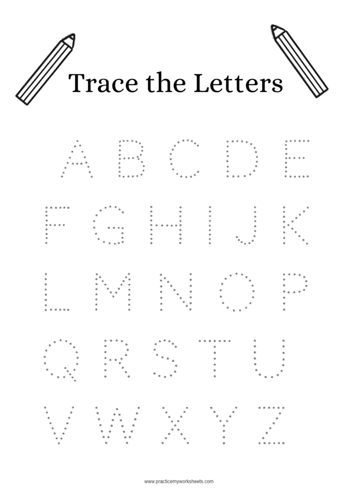 English Alphabet Pattern Tracing - Free Worksheets