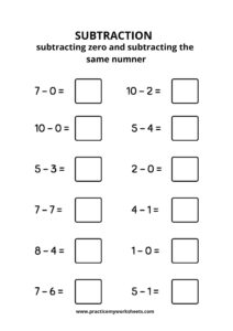 subtraction for class1 free worksheets