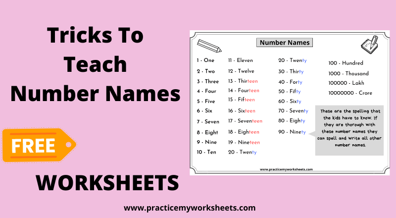tricks to teach number names free worksheets